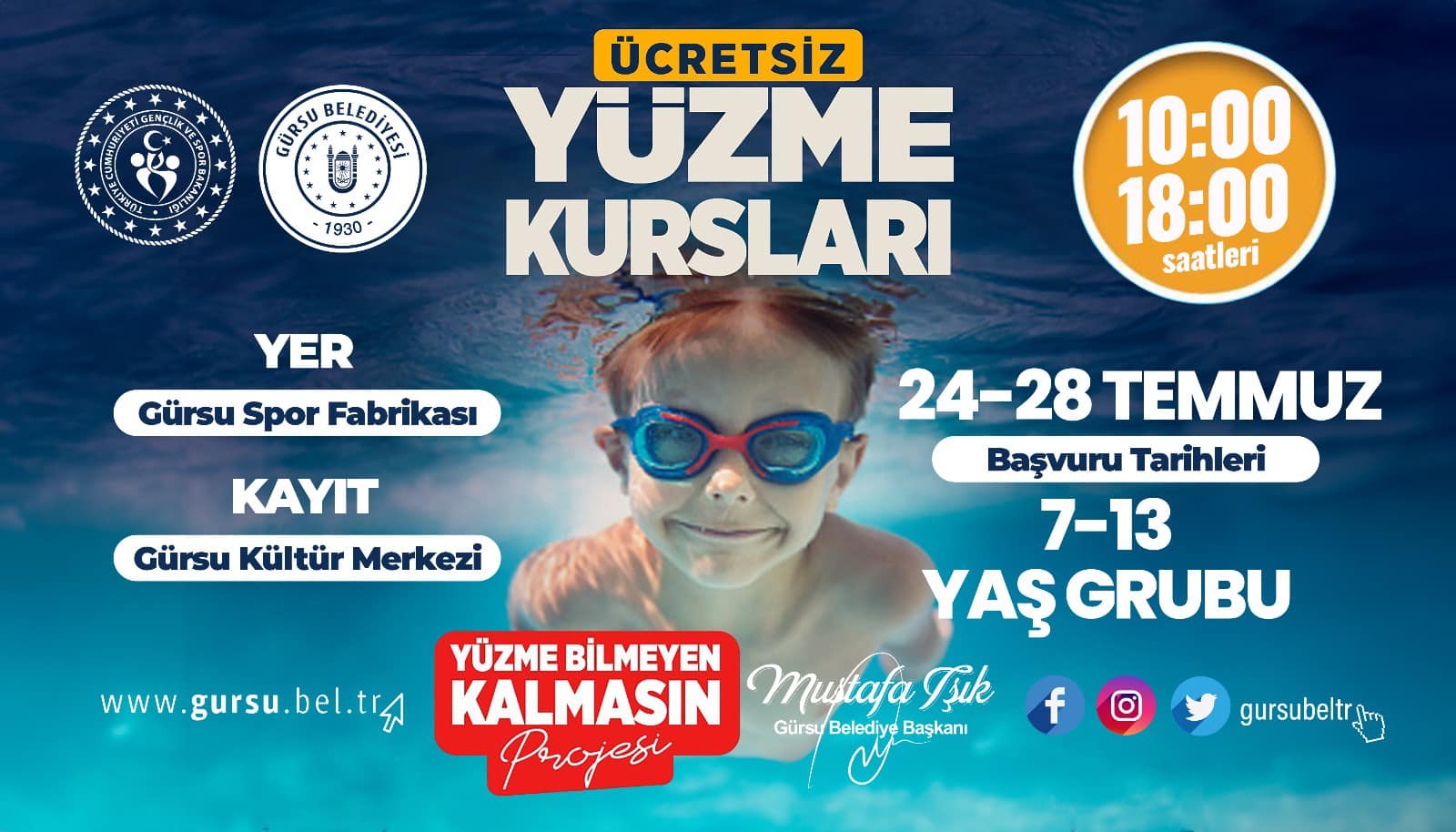  Gürsu’da Yüzme Bilmeyen Çocuk Kalmayacak