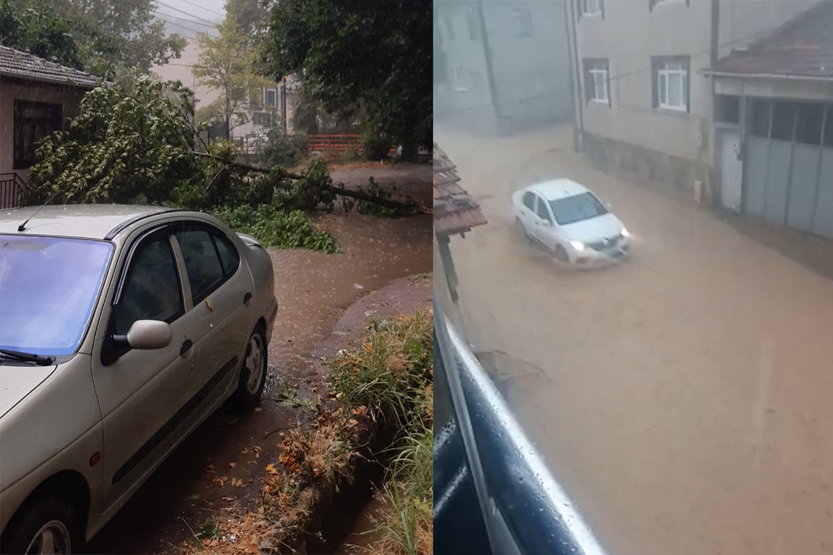 İnegöl'de bayramın birinci günü sağanak sele sebep oldu